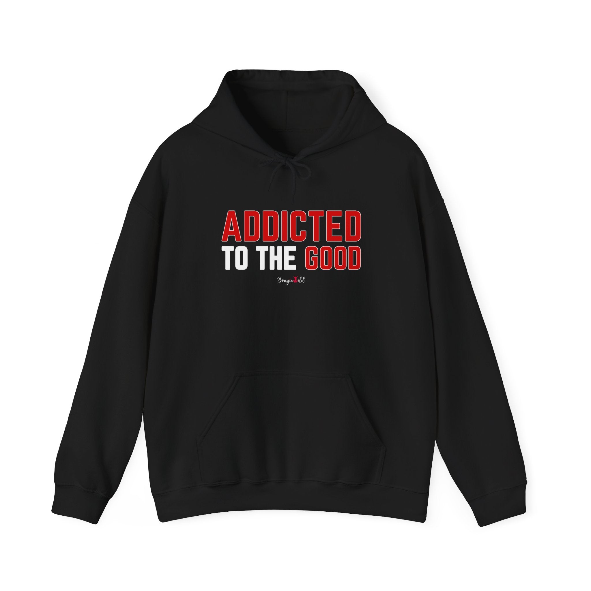 Addicted to the Good Black Unisex Heavy Blend™ Hoodie – Cozy Sweatshirt for Casual Wear