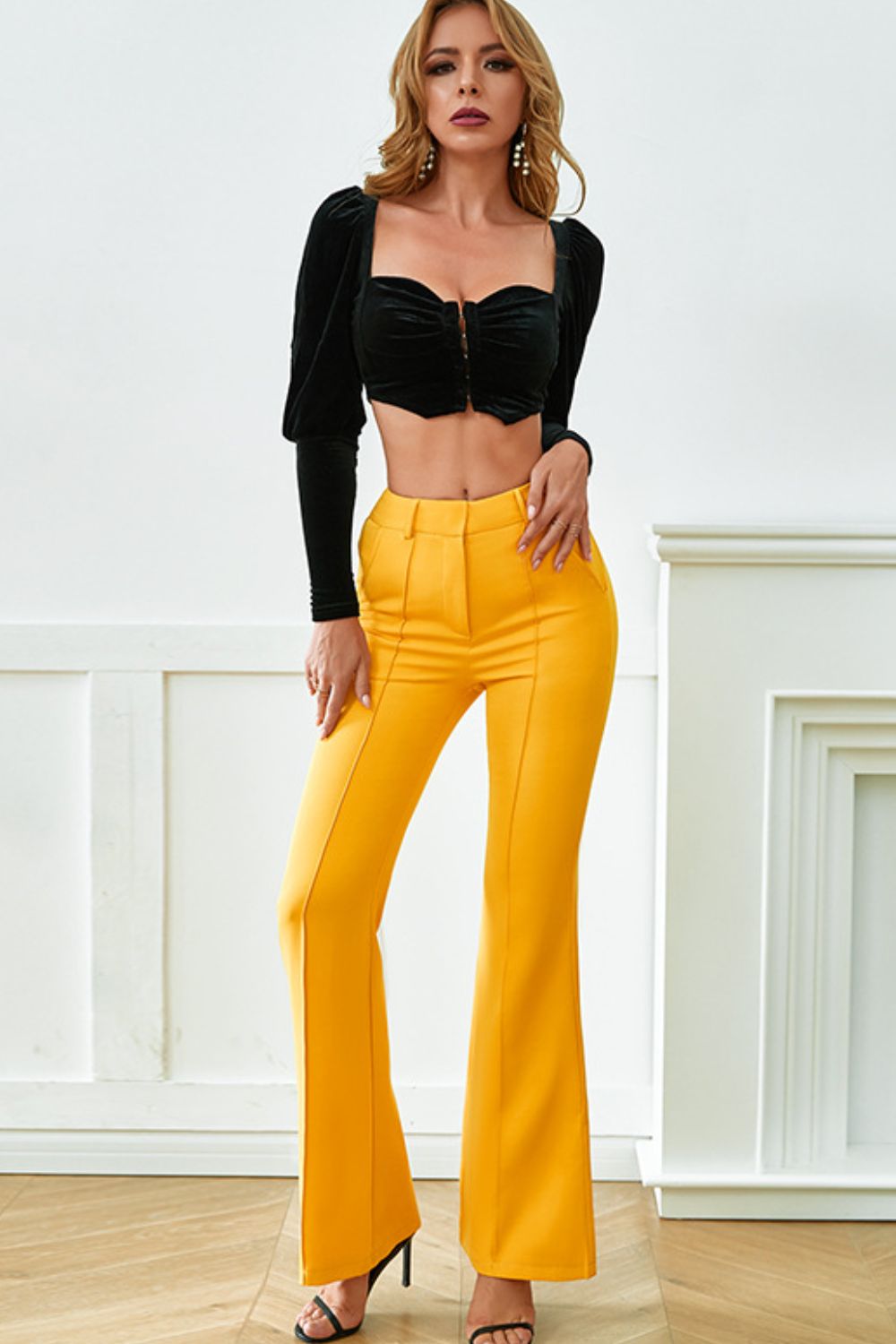 Trendy Womens Slim Fit Casual Yellow Trousers  Pants
