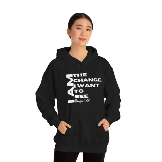 I am, black color Unisex Heavy Blend™ Hooded Sweatshirt